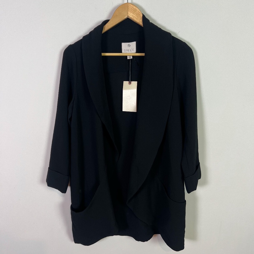 Eliane Rose Women’s Black Textured Open Front Cardigan Blazer New Size Small